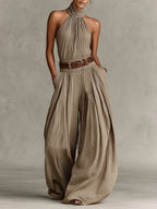 Caterina | Mono wide leg topo con escote americano
