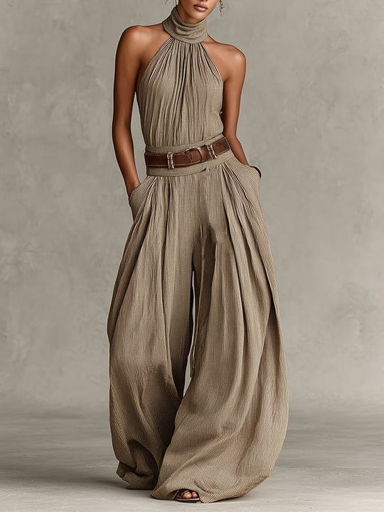 Caterina | Mono wide leg topo con escote americano