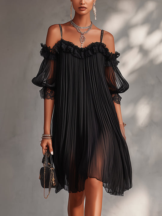 Vittoria | Vestido mini negro de hombros descubiertos