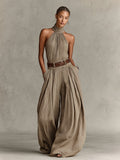Caterina | Mono wide leg topo con escote americano