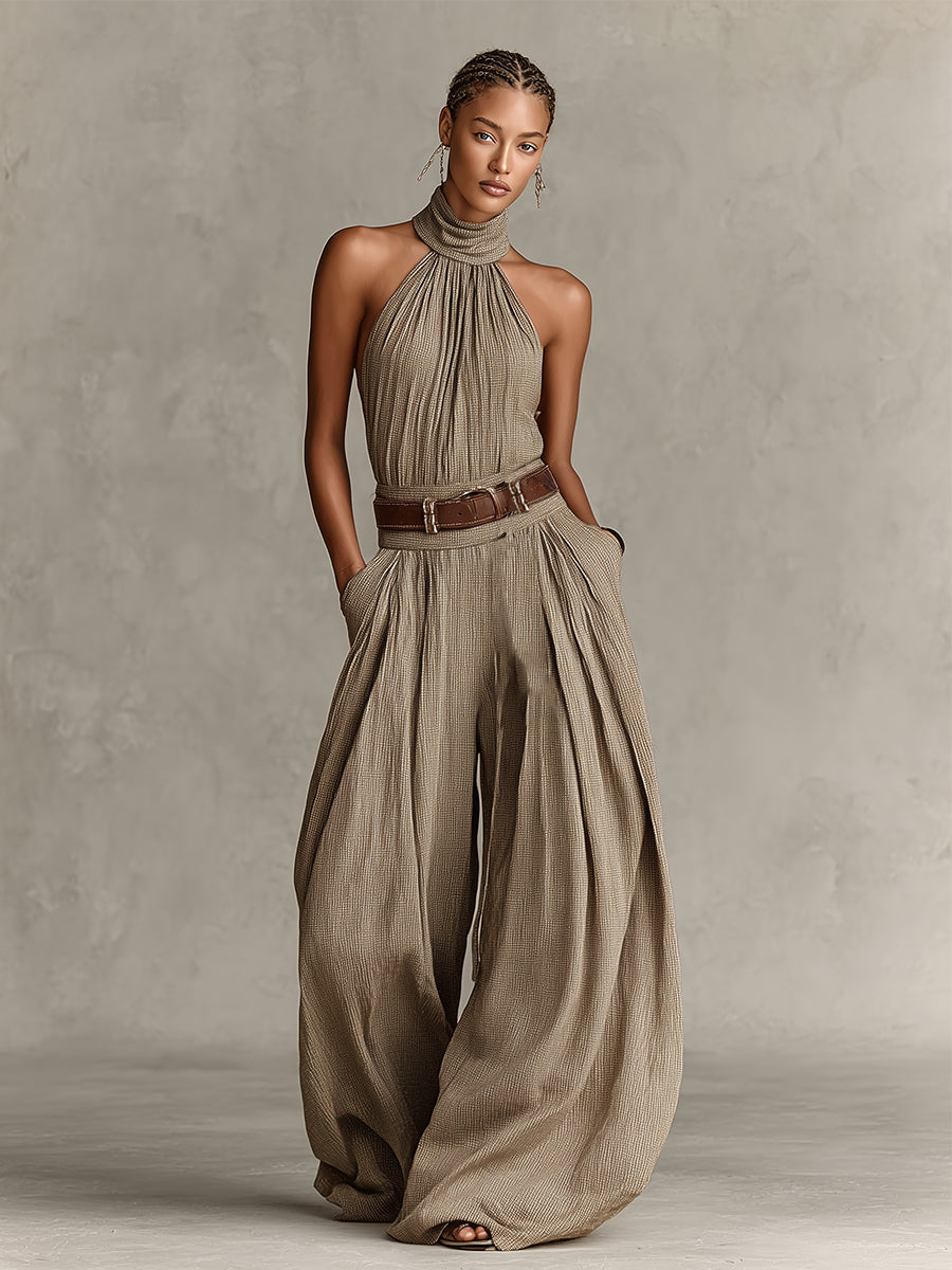 Caterina | Mono wide leg topo con escote americano