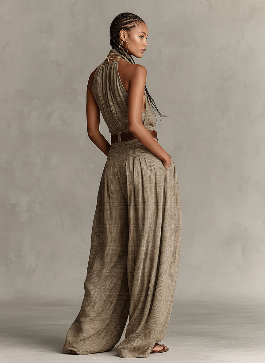 Caterina | Mono wide leg topo con escote americano