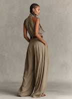 Caterina | Mono wide leg topo con escote americano