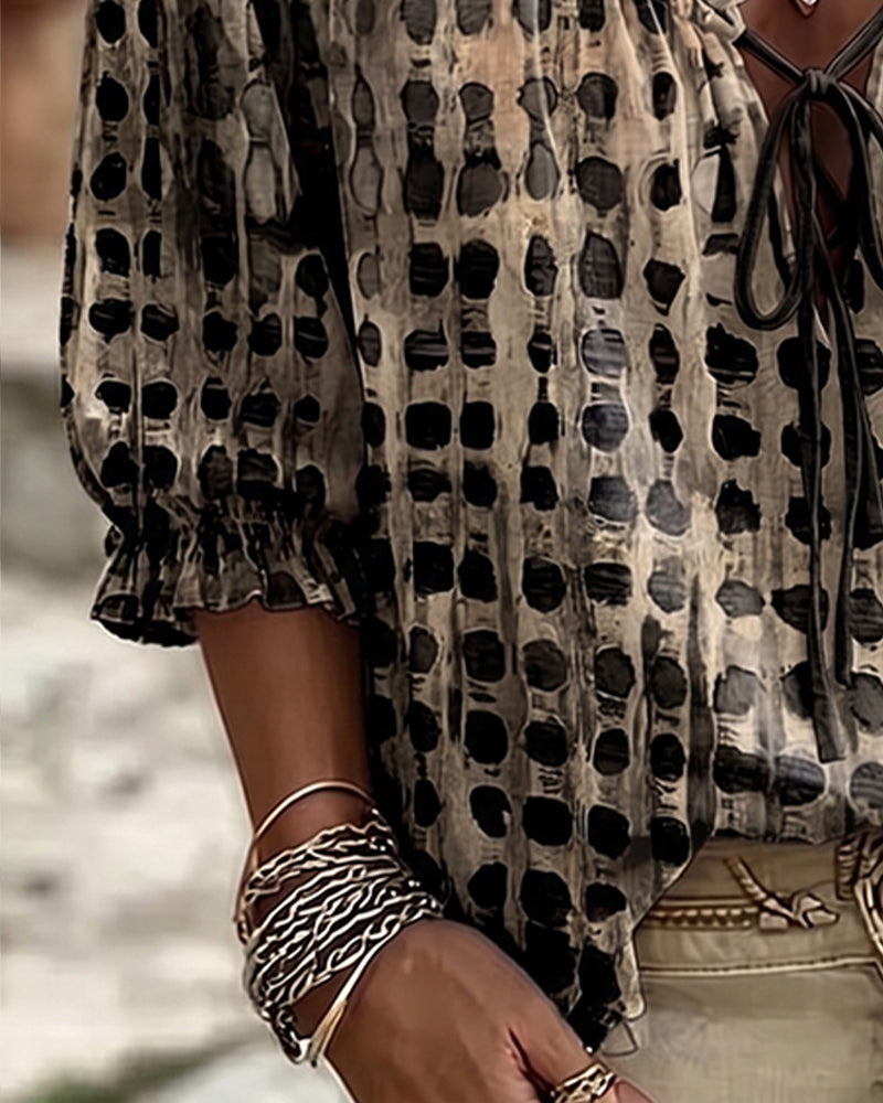 Lena | Blusa de lunares con cordón