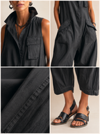 Michela | Mono cropped de algodón con cuello mao