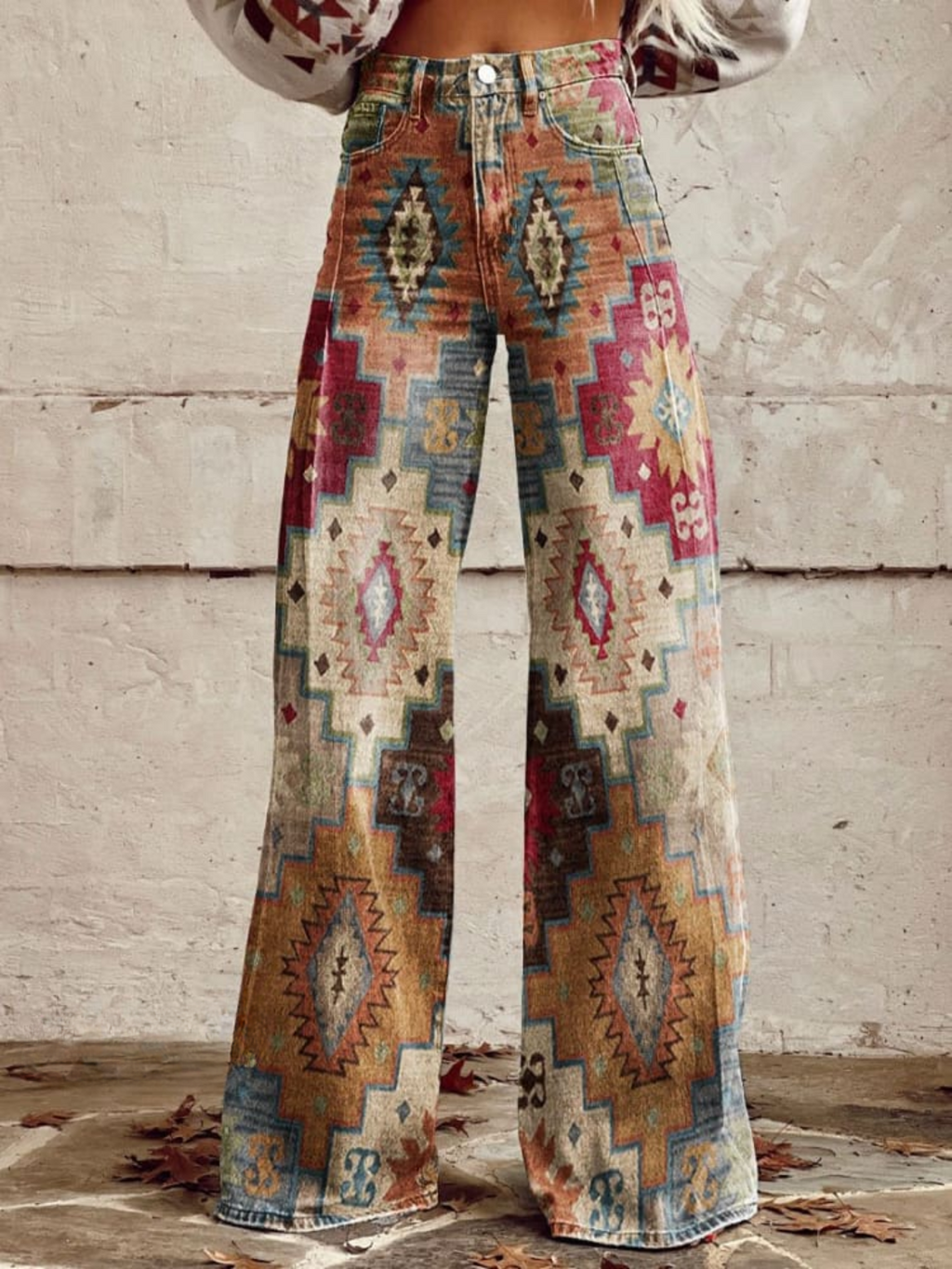 Léa | Vaquero boho estampado azteca