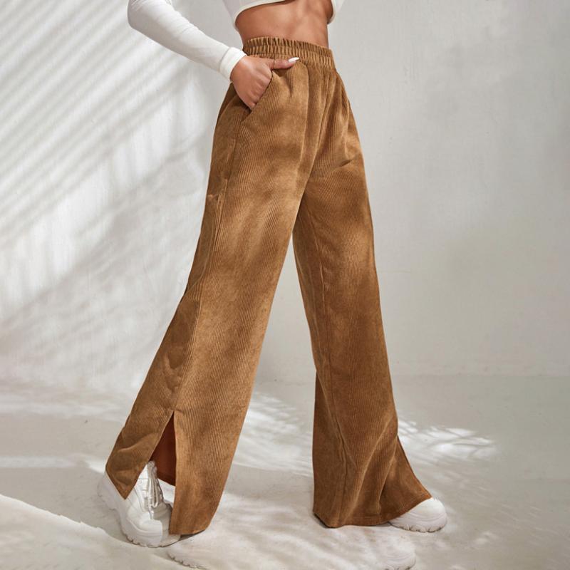Moniek | Pantalón casual acanalado liso