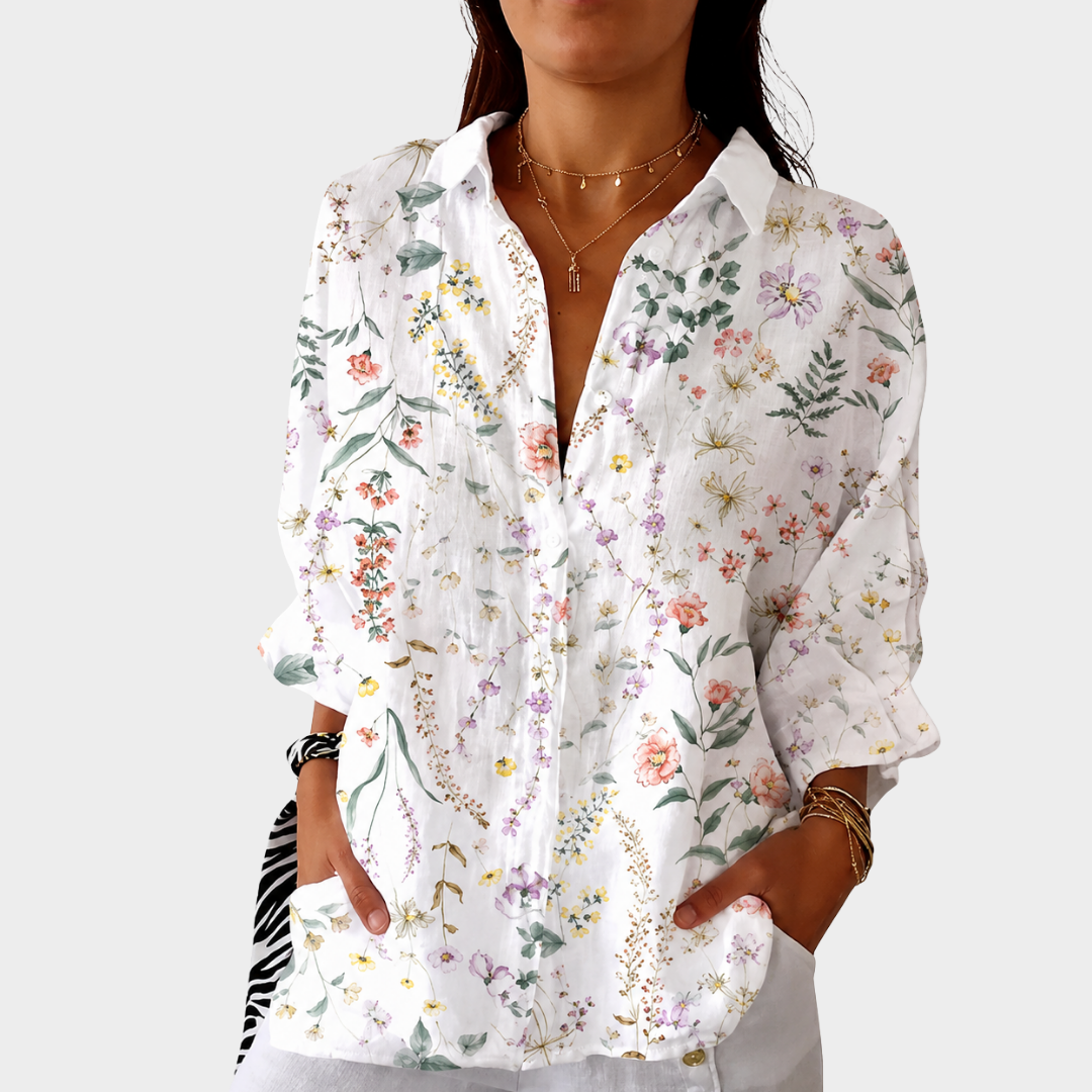 Iris | Blusa blanca estampada