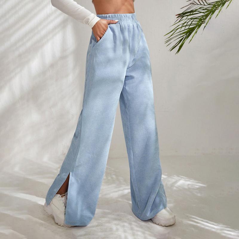 Moniek | Pantalón casual acanalado liso