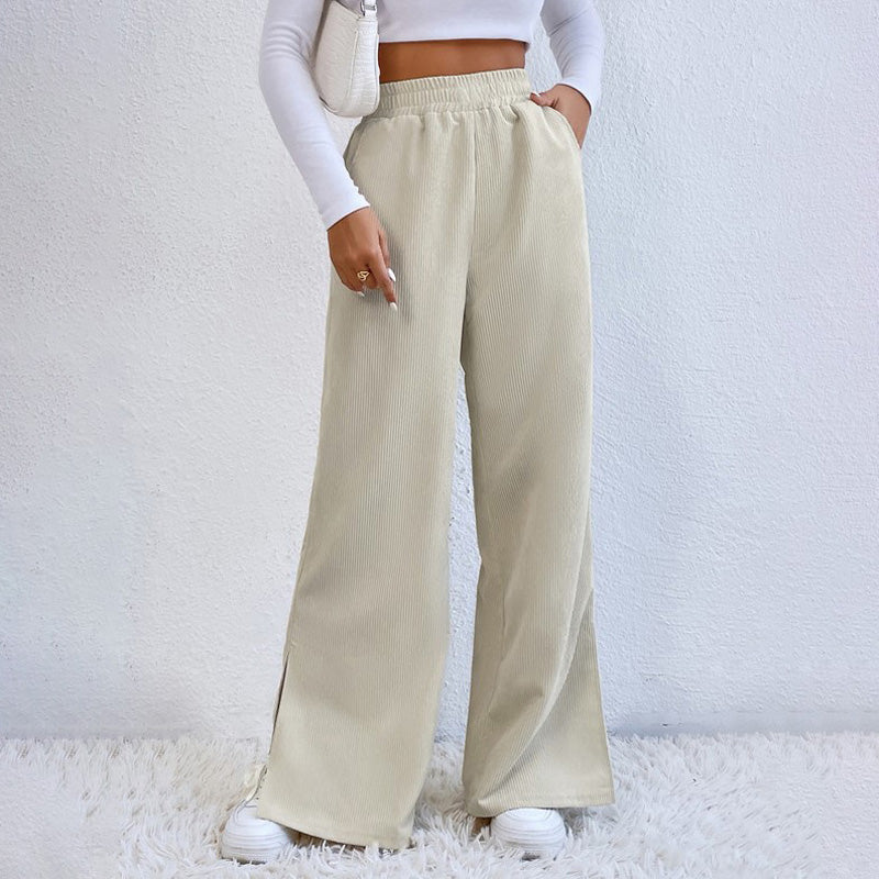 Moniek | Pantalón casual acanalado liso