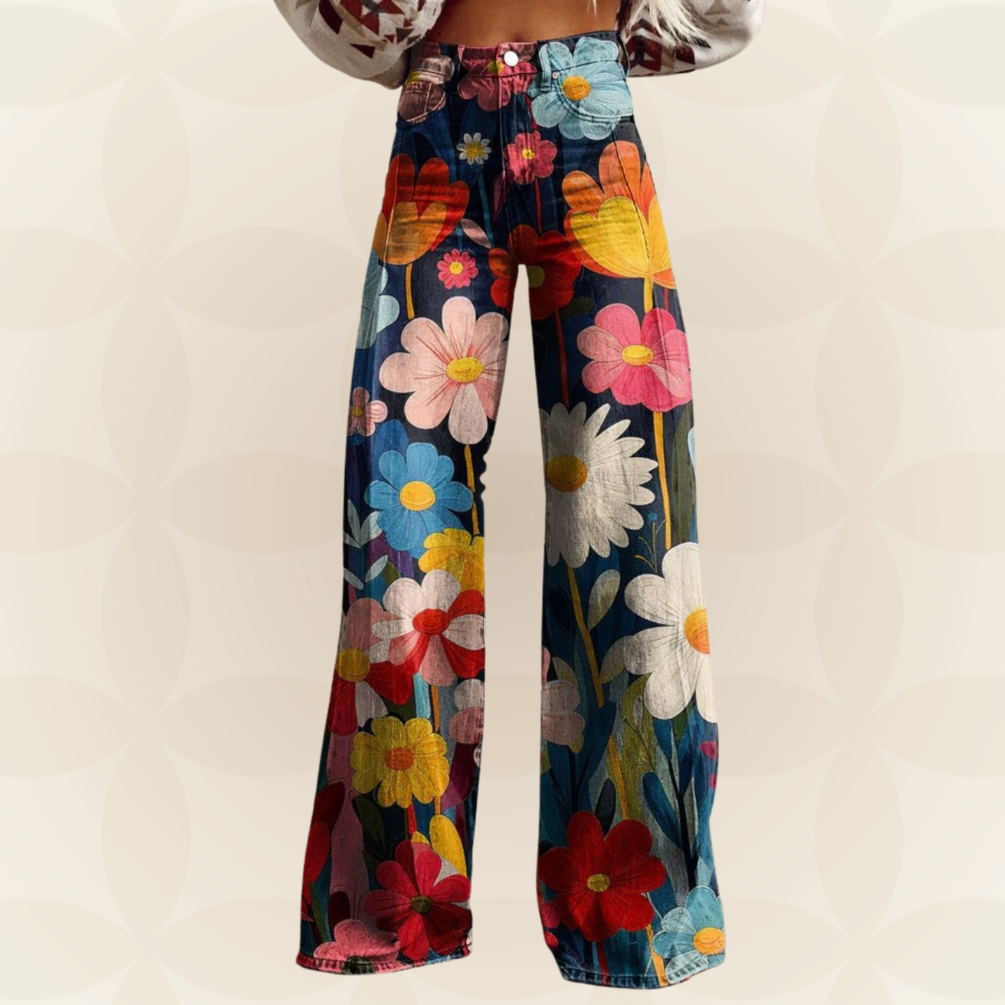 Léna | Vaquero floral ancho retro