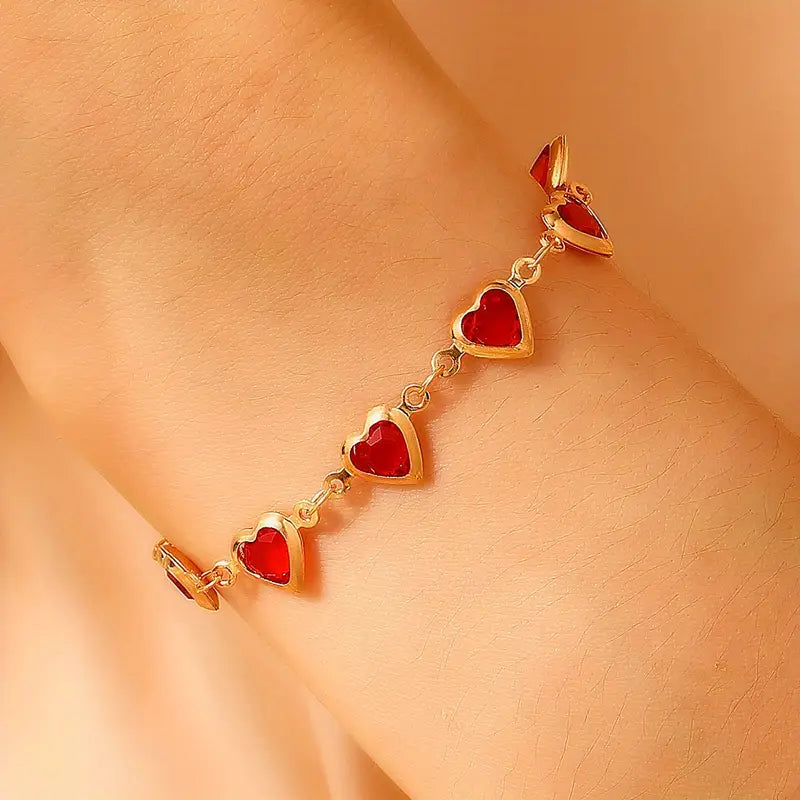 Pulsera de Corazón en Oro con Rubí