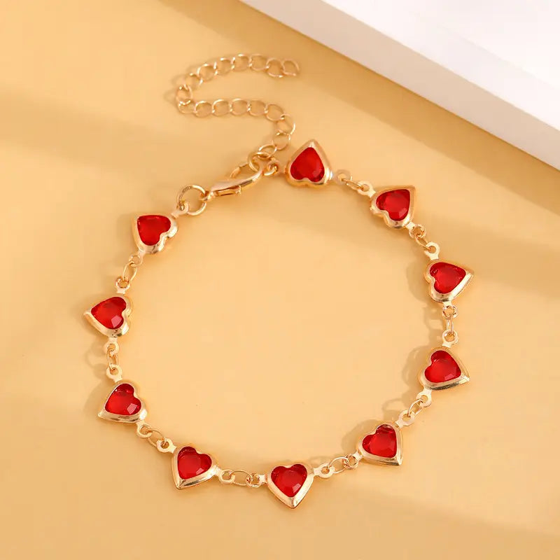 Pulsera de Corazón en Oro con Rubí