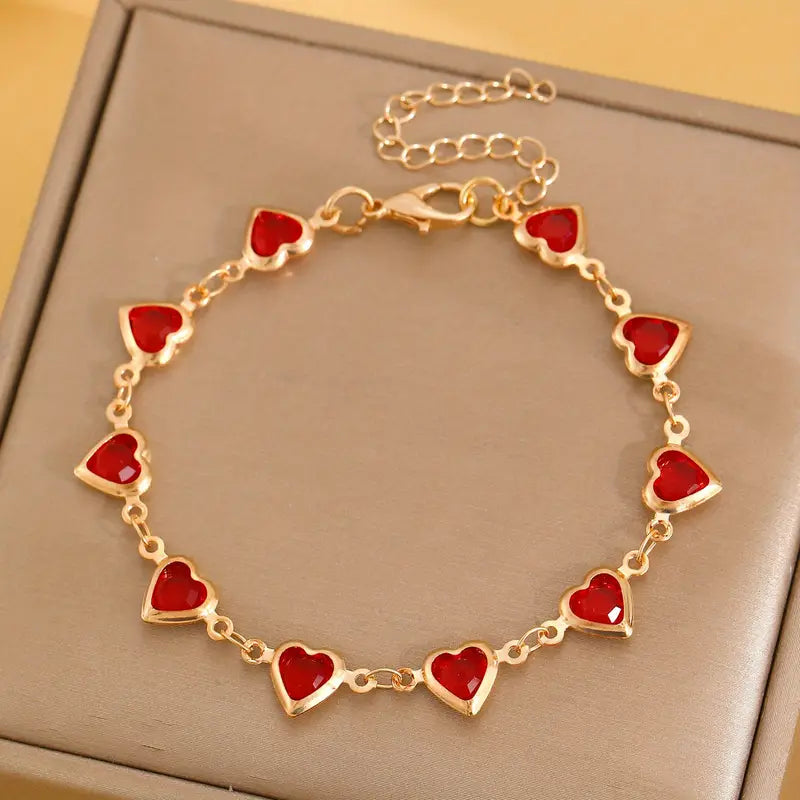 Pulsera de Corazón en Oro con Rubí