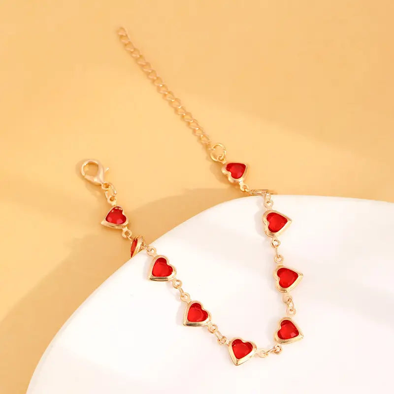 Pulsera de Corazón en Oro con Rubí