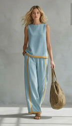 Ursula | Conjunto chaleco y pantalón bicolor chic-casual
