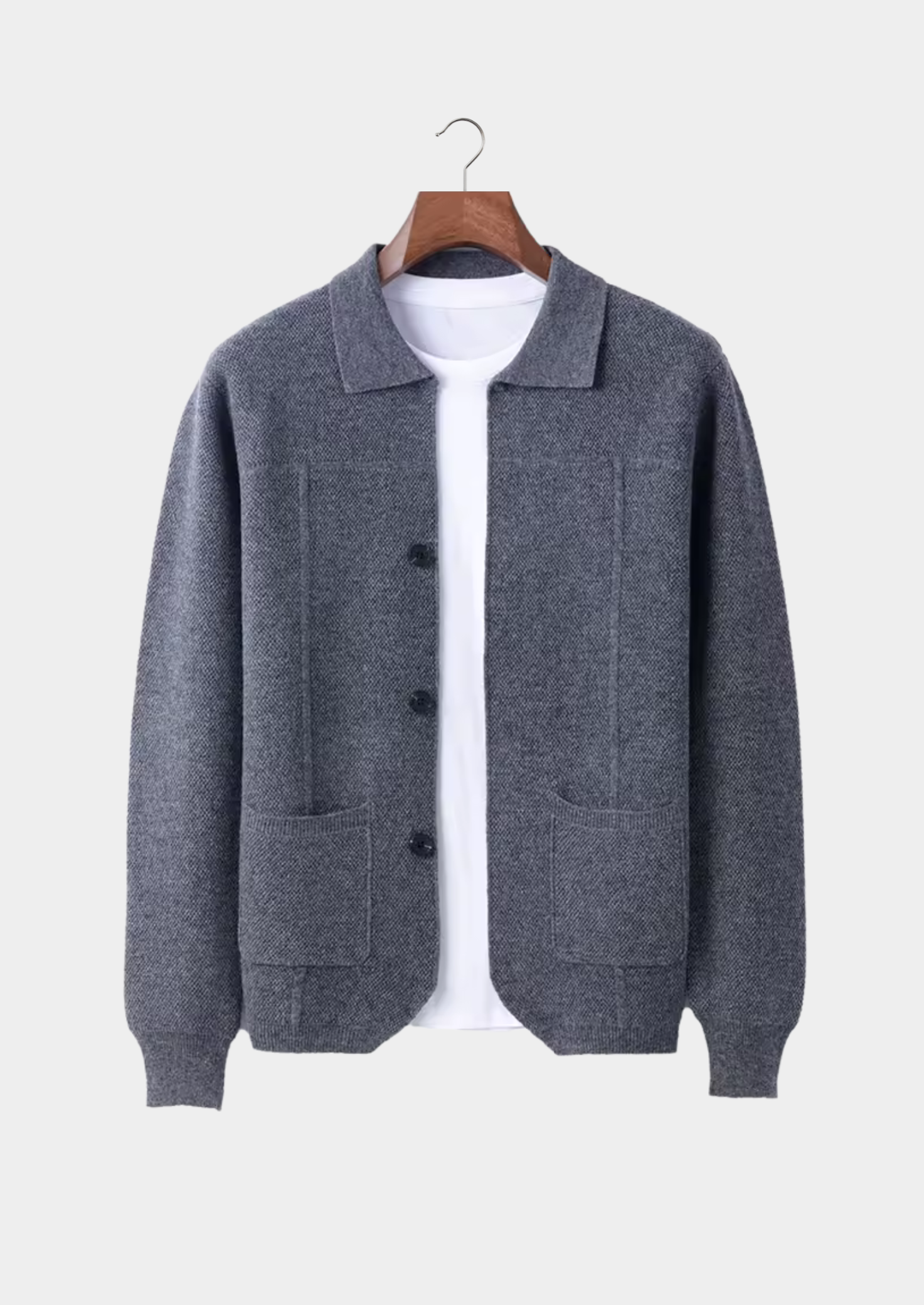 PURE EXTRA-FINE MERINO WOOL BUTTON OVERSHIRT