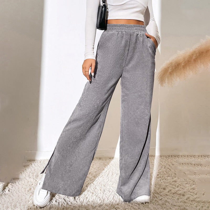 Moniek | Pantalón casual acanalado liso