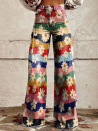 León | Vaquero floral con rayas retro