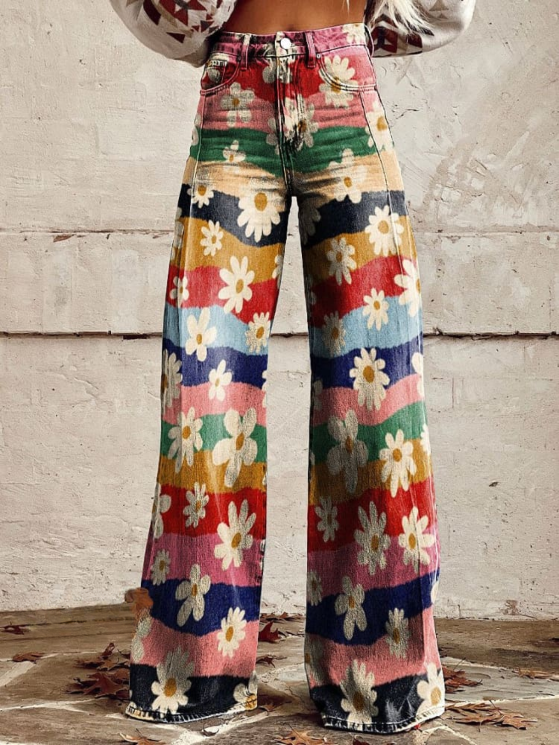 León | Vaquero floral con rayas retro