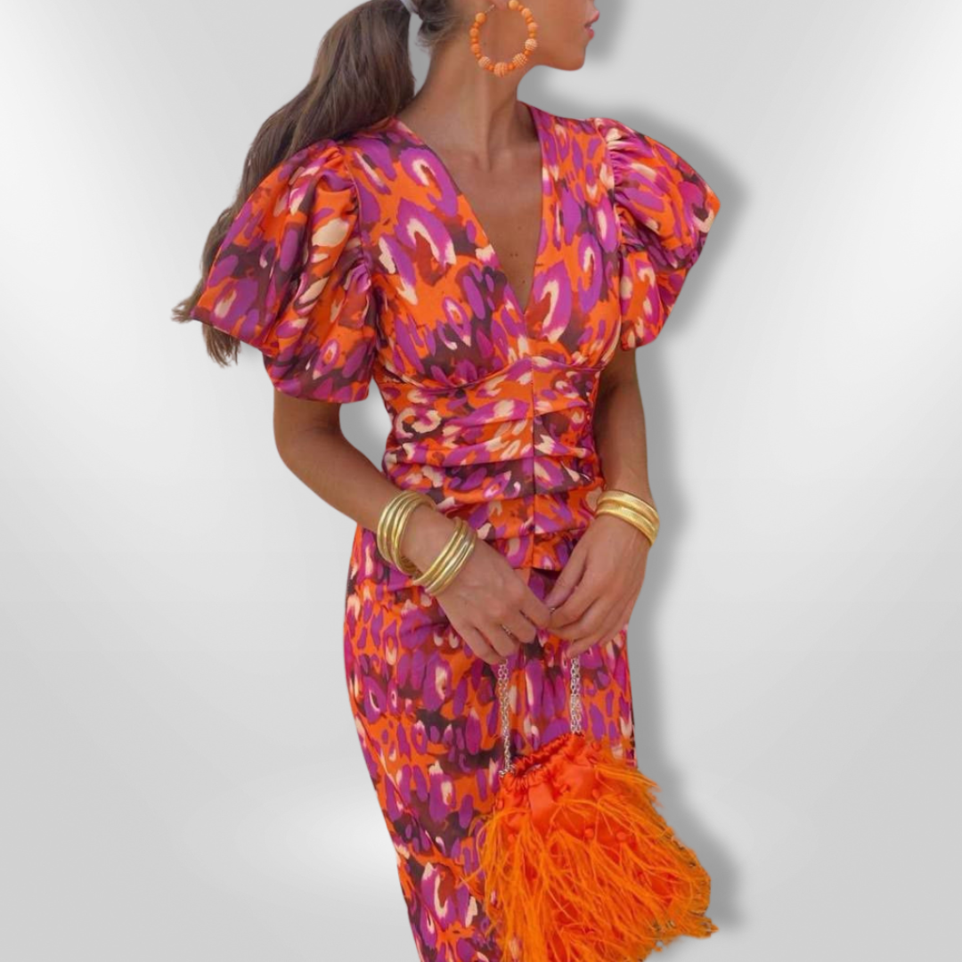 Oranit | Vestido con mangas plisadas