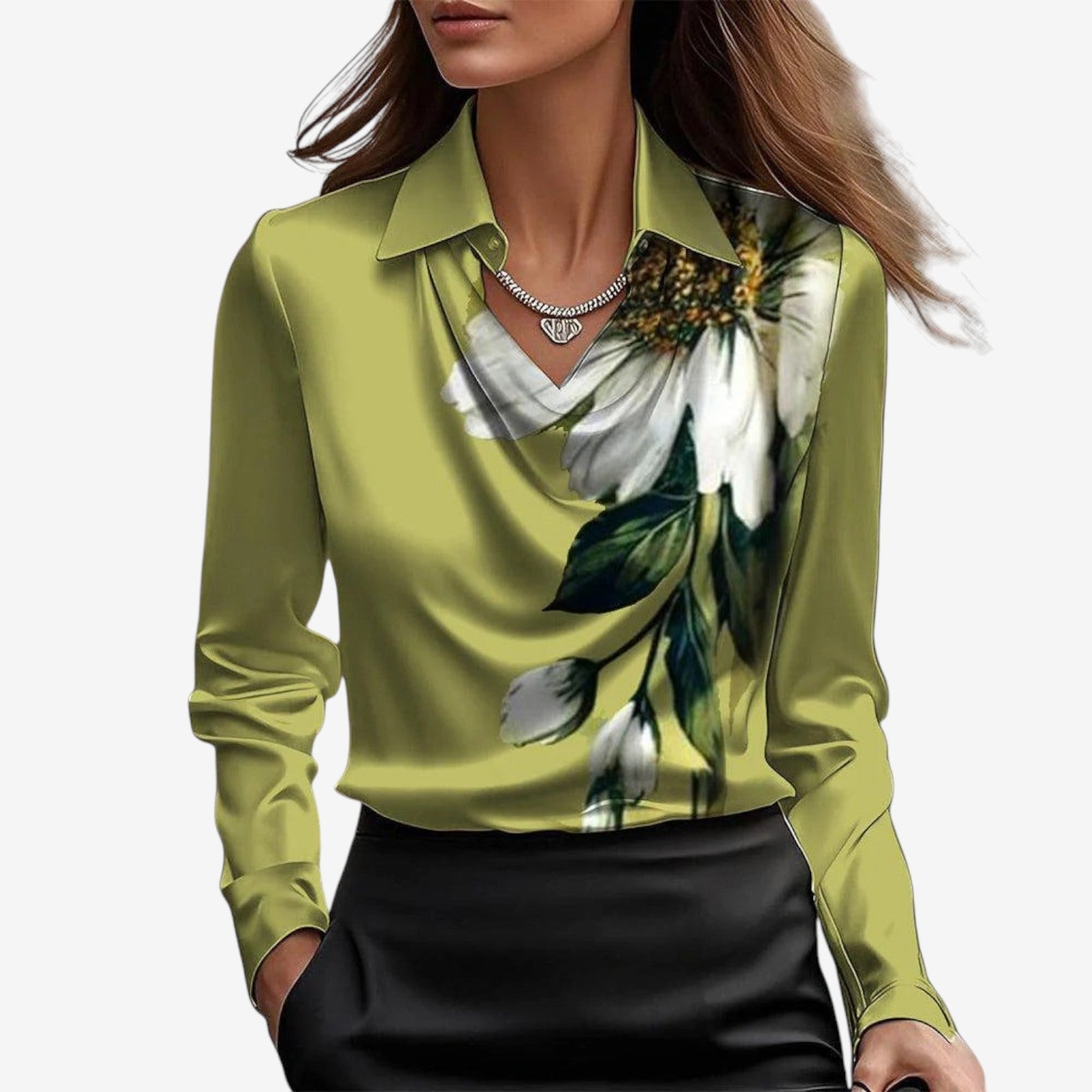 Belén™ | Blusa de cuello drapeado en satén