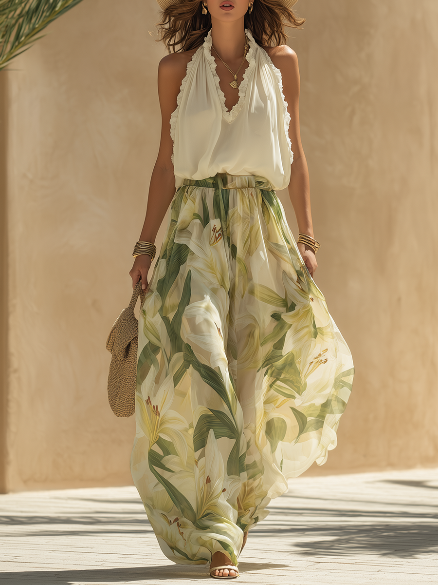 Lyselle™ | Elegante Luchtige Set met Bloemenprint