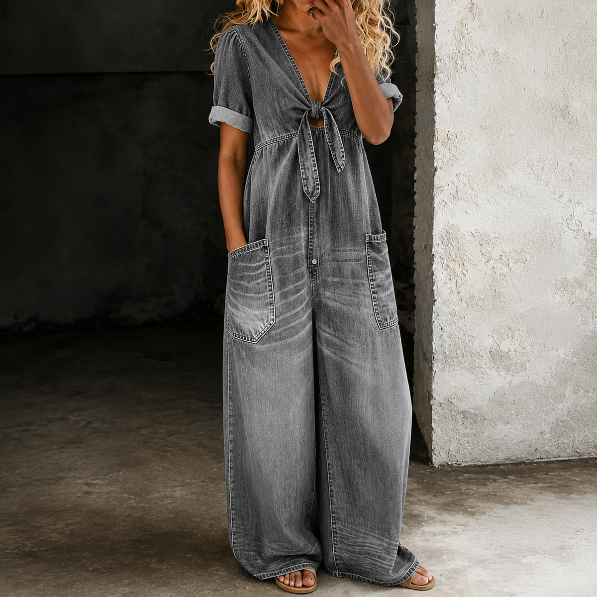 Maya | Tuta Denim a Gamba Larga