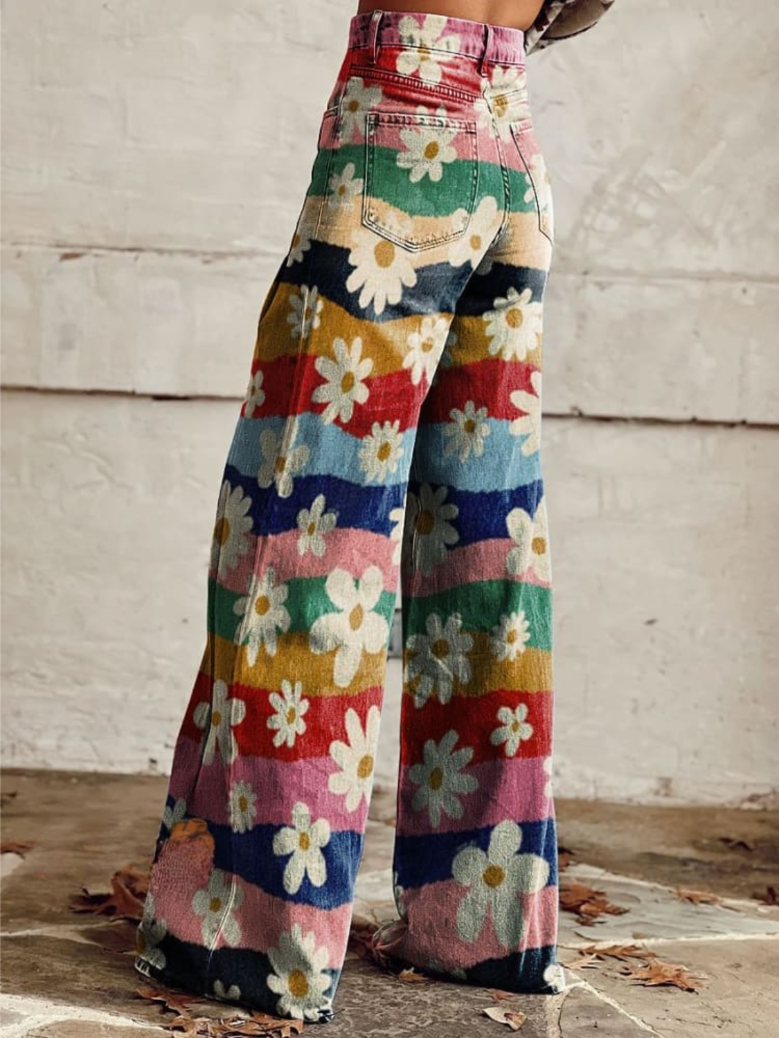León | Vaquero floral con rayas retro