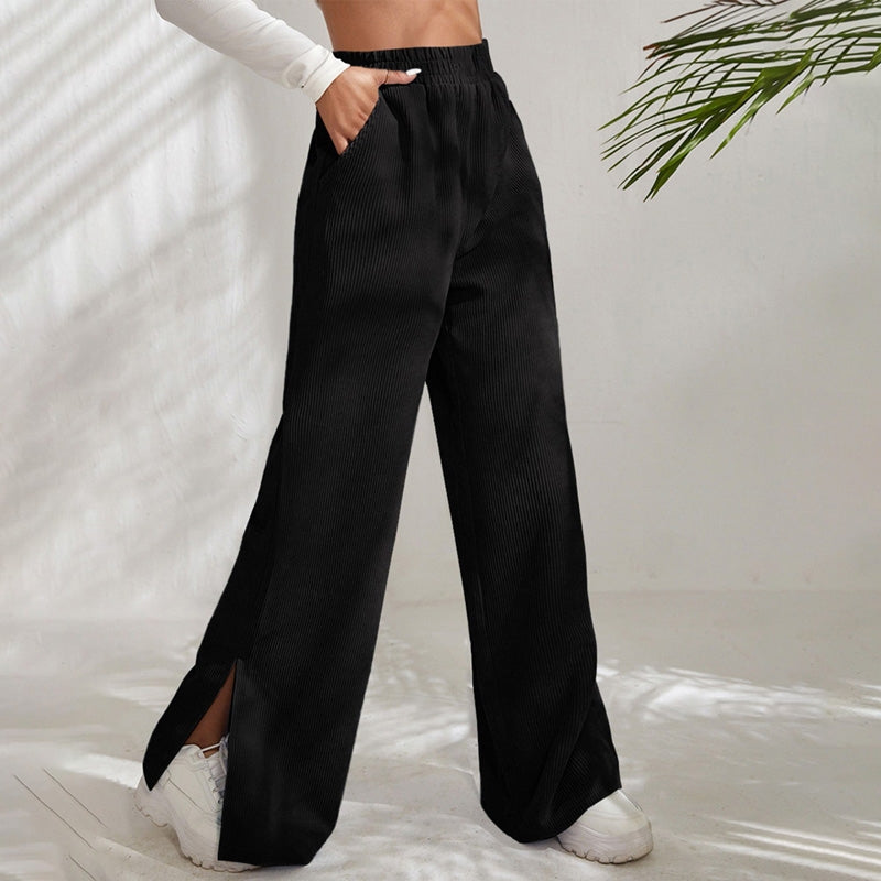 Moniek | Pantalón casual acanalado liso