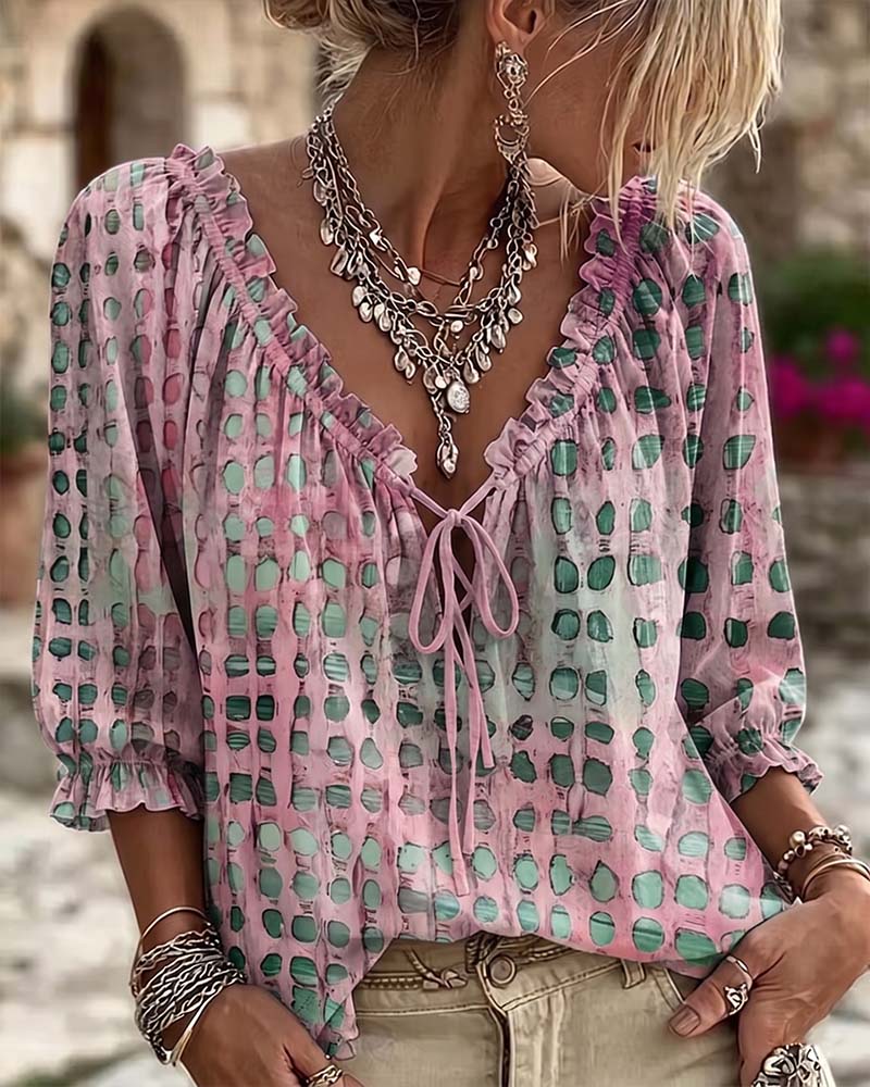 Lena | Blusa de lunares con cordón