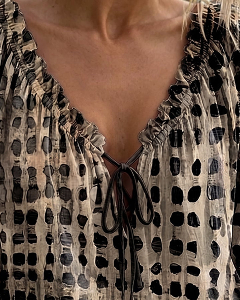 Lena | Blusa de lunares con cordón