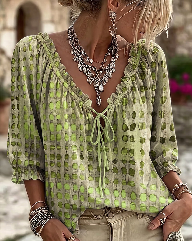 Lena | Blusa de lunares con cordón