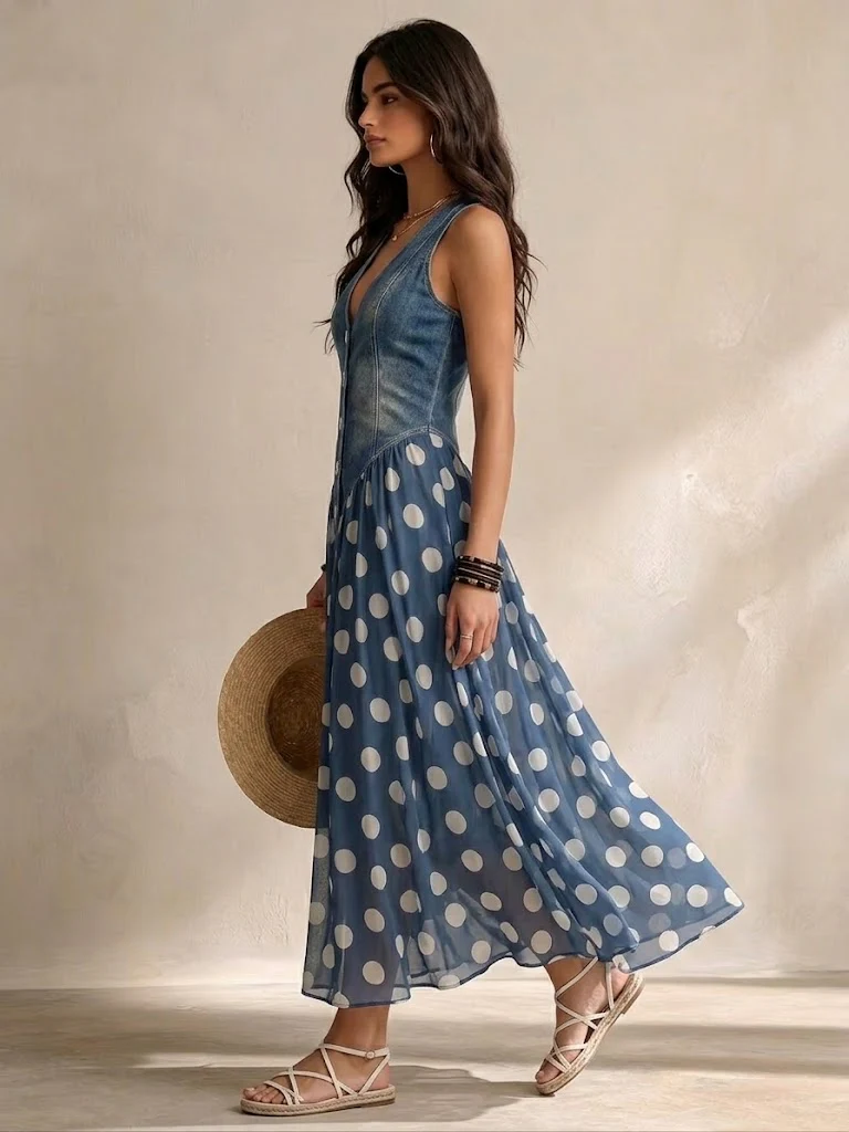 Bianca | Vestido Midi de Chifón a Lunares