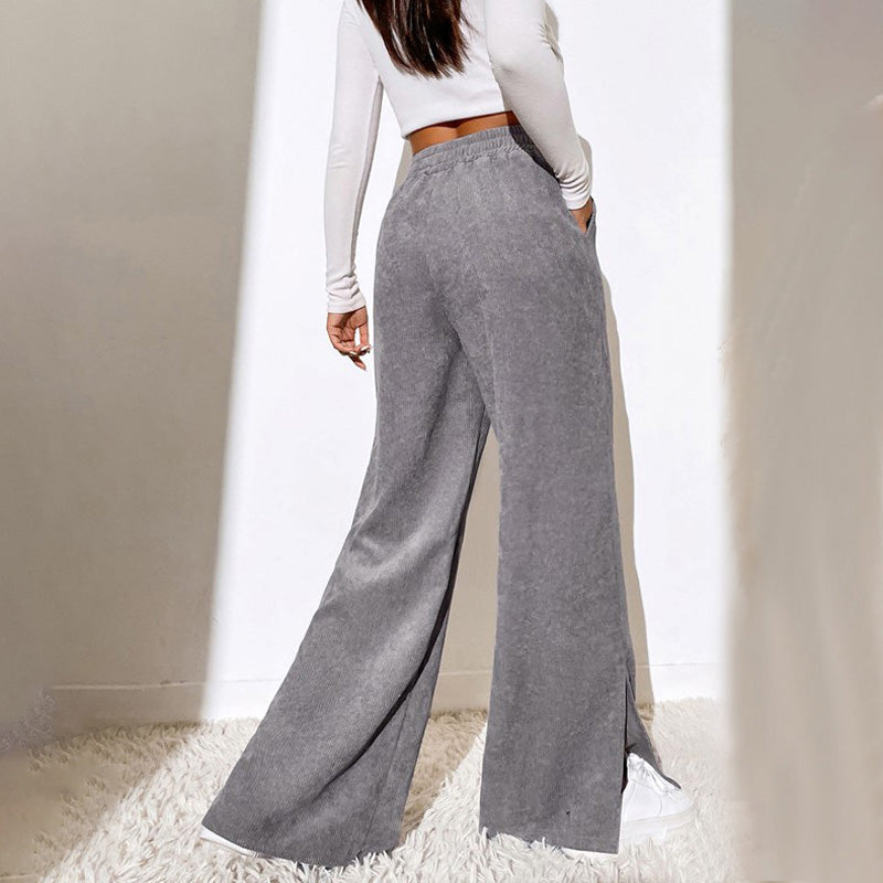 Moniek | Pantalón casual acanalado liso