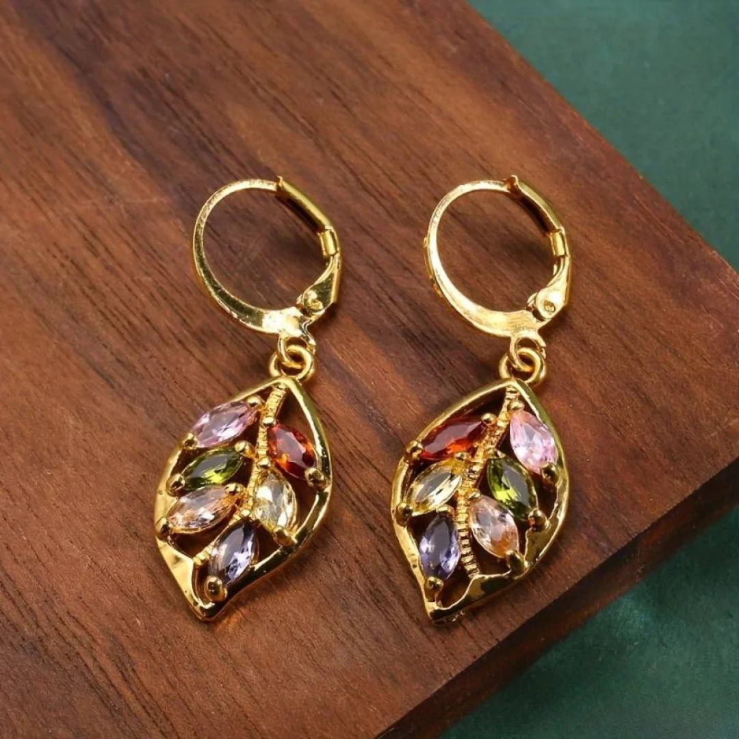 Pendientes Vintage en Hoja de Oro Multicolor
