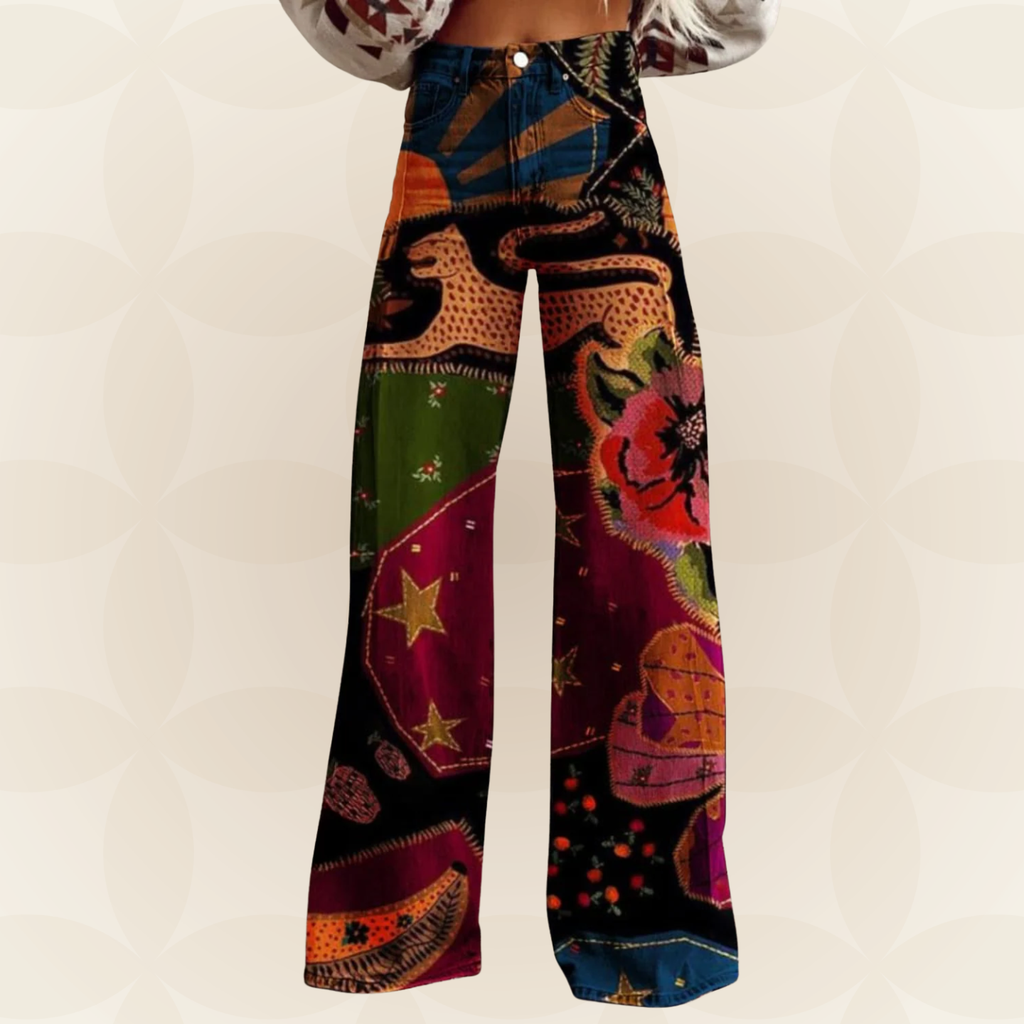 Léna | Vaquero boho patchwork de colores