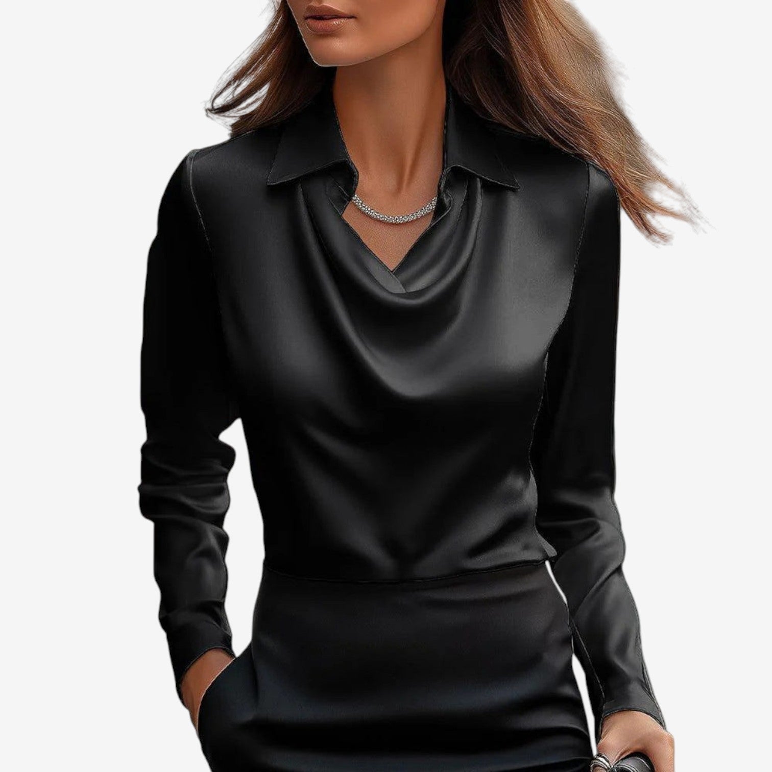 Belén™ | Blusa de cuello drapeado en satén