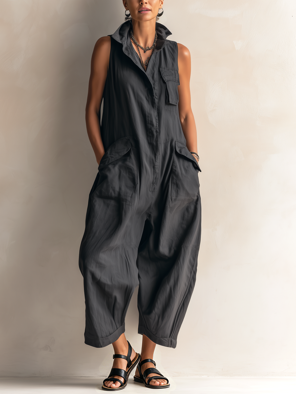 Michela | Mono cropped de algodón con cuello mao