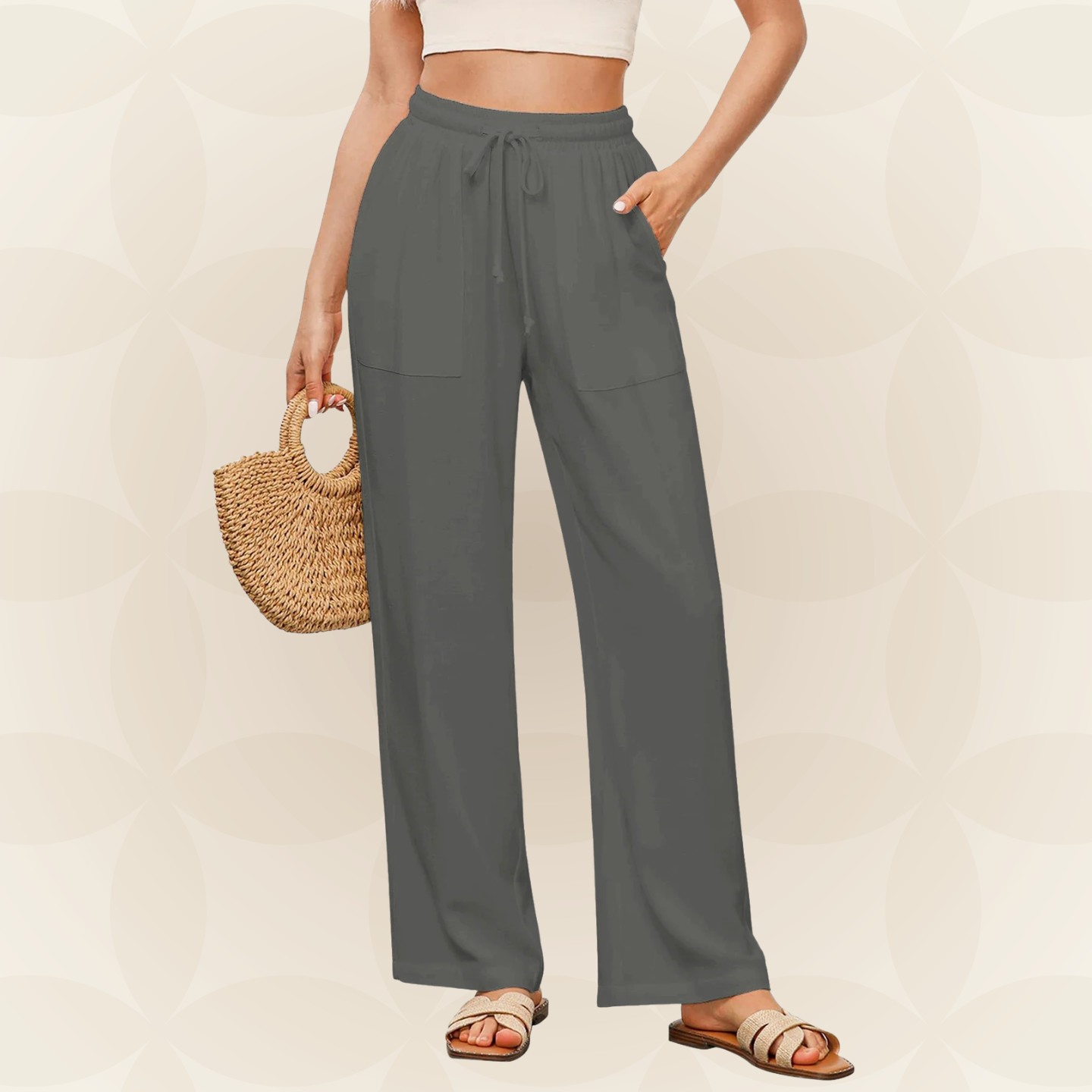 Karlijn | Pantalón de lino con perneras anchas