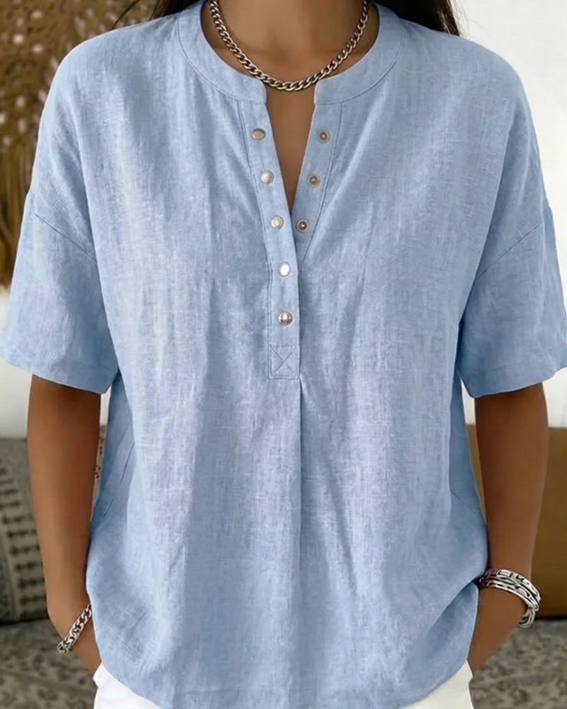 Sabine | Blusa color liso manga corta