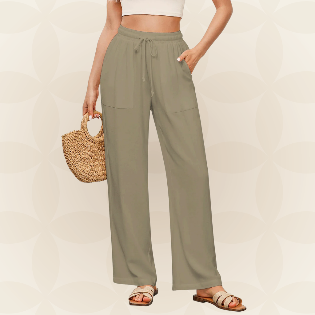 Karlijn | Pantalón de lino con perneras anchas