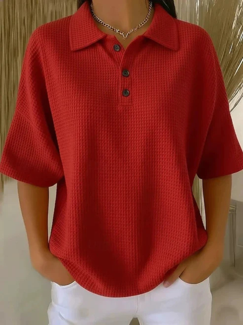 Gisela | Blusa polo textura gofrada