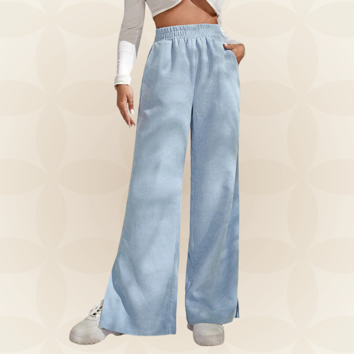 Moniek | Pantalón casual acanalado liso