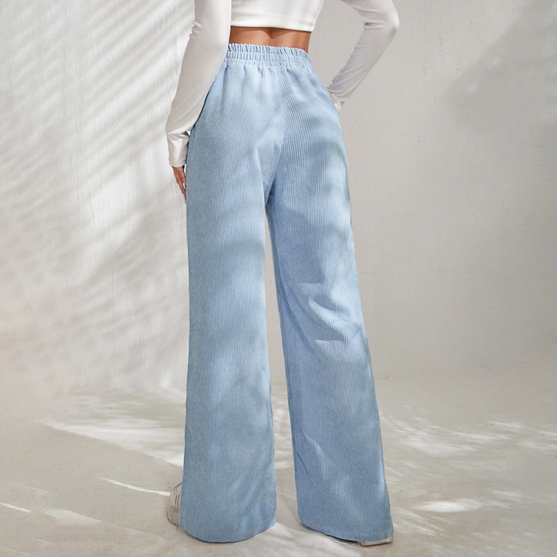 Moniek | Pantalón casual acanalado liso