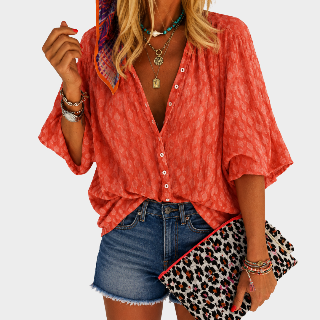 Koraal | Blusa coral con botones