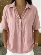 Van Delft Mode® | Blouse met kraag en knoopdetail (TIJDELIJK 1+1 GRATIS!)