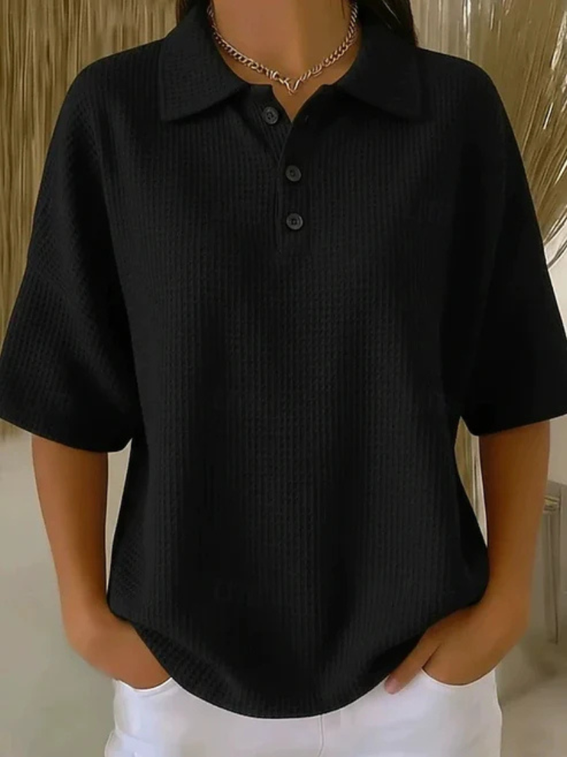 Gisela | Blusa polo textura gofrada