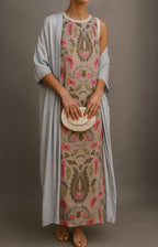Élina | Ensemble robe longue imprimée avec gilet assorti