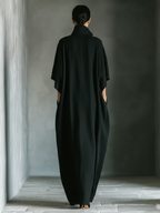 Costanza | Vestido largo negro con mangas kimono y escote en V